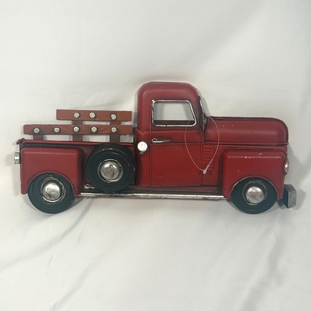 Metal Truck Wall Art Home Decor Red Rustic Vintage Stake Bed Relief
